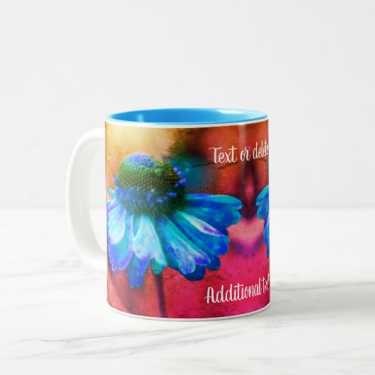 Tasse 2 Couleurs Bleu Zinnia Art détendu Personnalisé (Devant gauche)