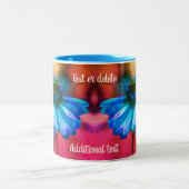 Tasse 2 Couleurs Bleu Zinnia Art détendu Personnalisé (Centre)