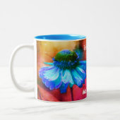 Tasse 2 Couleurs Bleu Zinnia Art détendu Personnalisé (Gauche)