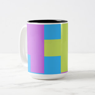 Tasse 2 Couleurs Blocs de couleur gras Vert Bleu Rose 7
