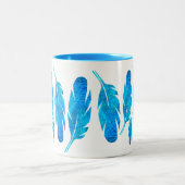 Tasse 2 Couleurs Blue boho feathers blue and gray (Centre)