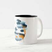 Tasse 2 Couleurs Blue Cute Fun Illustrateur Vin drôle Noël (Devant droit)