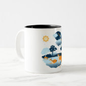 Tasse 2 Couleurs Blue Cute Fun Illustrateur Vin drôle Noël (Devant gauche)