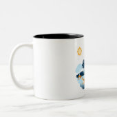 Tasse 2 Couleurs Blue Cute Fun Illustrateur Vin drôle Noël (Gauche)