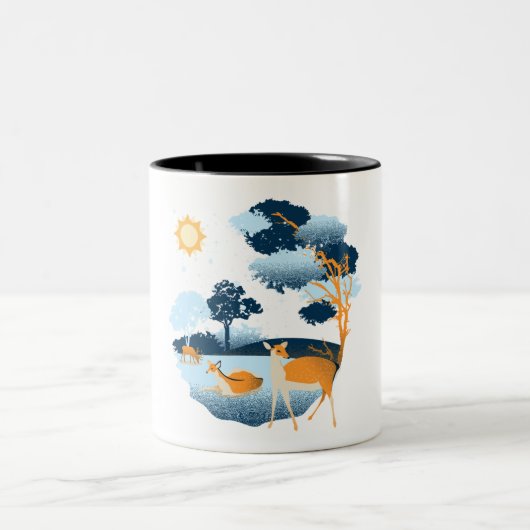 Tasse 2 Couleurs Blue Cute Fun Illustrateur Vin drôle Noël (Centre)