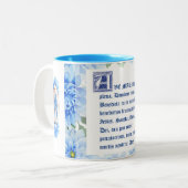 Tasse 2 Couleurs Blue Dahlias | Ave Maria Latin | Virgin Mary (Devant gauche)