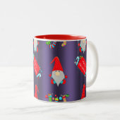 Tasse 2 Couleurs Blue Elves Père Noël aide Noël (Devant droit)