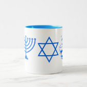 Tasse 2 Couleurs Blue Hanoukka Thèmes Menorah 4Hannah (Centre)