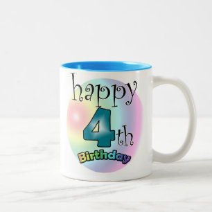 Tasse 2 Couleurs Blue Happy 4e anniversaire