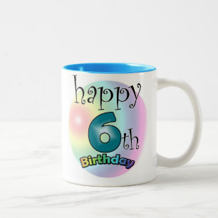Tasse 2 Couleurs Blue Happy 6e anniversaire