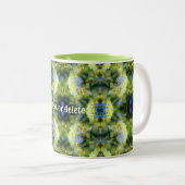 Tasse 2 Couleurs Blue Hydrangea Fleur Abstrait Personnalisé (Devant droit)