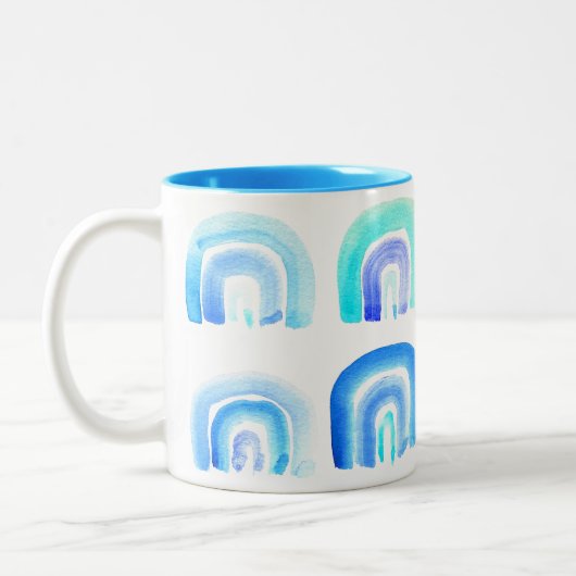Tasse 2 Couleurs Blue Pastel rétro arc-en-ciel (Gauche)