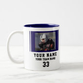 Tasse 2 Couleurs Blue Player Name Number Team Photo (Gauche)