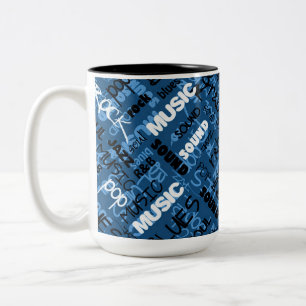 Tasse 2 Couleurs Blue Rock Pop R & B Music Text Musique