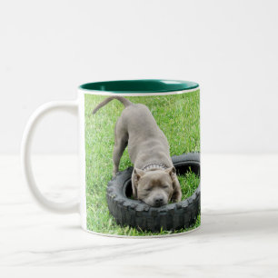Tasse 2 Couleurs Blue Staffordshire Bull Terrier Temps de jeu