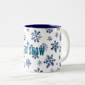 Tasse 2 Couleurs Blue White Snowflakes Christmas (Devant droit)