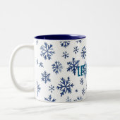 Tasse 2 Couleurs Blue White Snowflakes Christmas (Gauche)