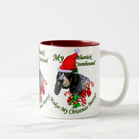 Tasse 2 Couleurs Bluetick Coonhound cadeaux de Noël (Droit)