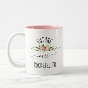 Tasse 2 Couleurs Blush Floral Blooms Future Mariée Fiançailles Cade