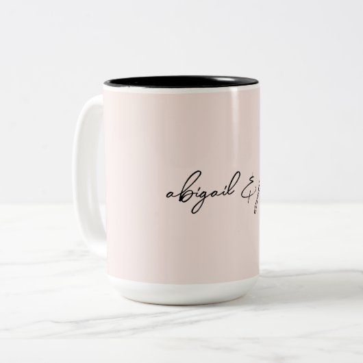Tasse 2 Couleurs Blush Modern Script Couple Names (Devant gauche)