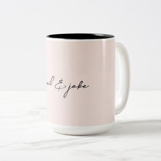 Tasse 2 Couleurs Blush Modern Script Couple Names (Devant droit)