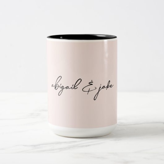 Tasse 2 Couleurs Blush Modern Script Couple Names (Centre)