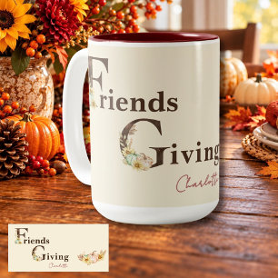 Tasse 2 Couleurs Boho aquarelle floral citrouilles Friendsgiving