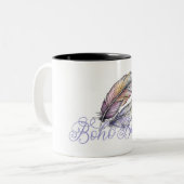Tasse 2 Couleurs Boho Babe Plumes Vibe bohème tendance violet (Devant gauche)