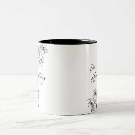 Tasse 2 Couleurs Boho Botanical Custom Wedding (Centre)