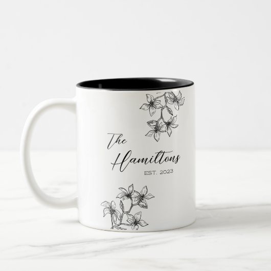 Tasse 2 Couleurs Boho Botanical Custom Wedding Anniversaire (Gauche)