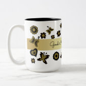 Tasse 2 Couleurs Boho de printemps Bohème Floral Butterfly Ornate (Gauche)