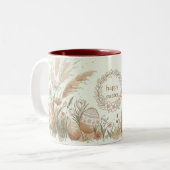Tasse 2 Couleurs Boho Easter Bunny with Floral Wreath Illustration (Devant gauche)
