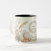 Tasse 2 Couleurs Boho Easter Bunny with Floral Wreath Illustration (Devant gauche)