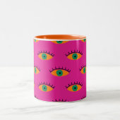 Tasse 2 Couleurs BOHO Evil Motif Funky Fuchsia (Centre)