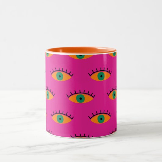 Tasse 2 Couleurs BOHO Evil Motif Funky Fuchsia (Centre)