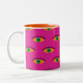 Tasse 2 Couleurs BOHO Evil Motif Funky Fuchsia (Gauche)