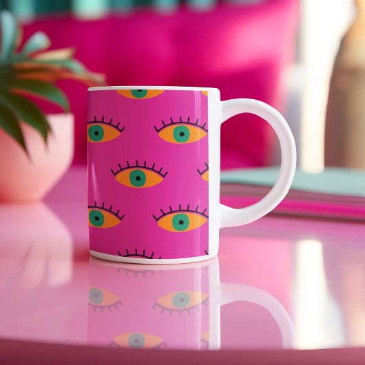 Tasse 2 Couleurs BOHO Evil Motif Funky Fuchsia