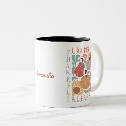 Tasse 2 Couleurs Boho Fall Grateful Thanksgiving (Devant droit)