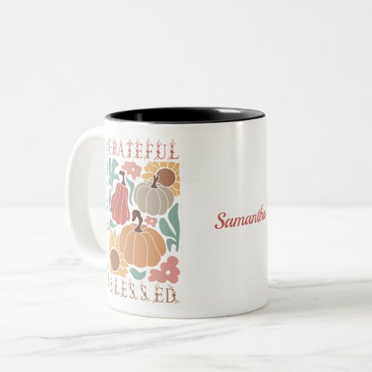 Tasse 2 Couleurs Boho Fall Grateful Thanksgiving (Devant gauche)