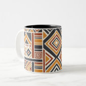 Tasse 2 Couleurs "Boho Geometric Pattern Mug, Earthy Tones Cup (Devant gauche)