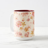Tasse 2 Couleurs Boho hippie rustique fleurs naturelles (Devant gauche)