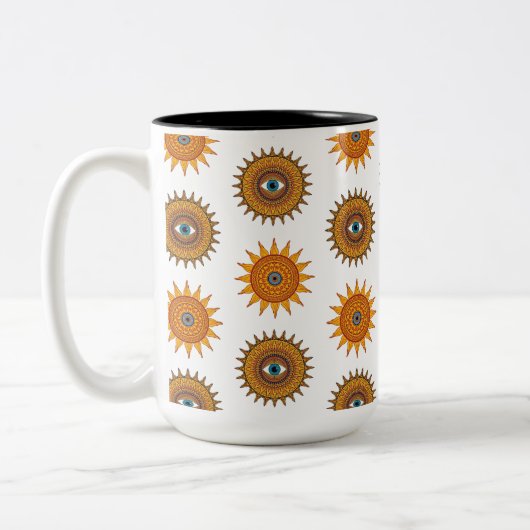 Tasse 2 Couleurs Boho Mandala Sun Third Eye - 90s Graphic Art Print (Gauche)