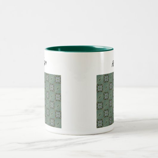 Tasse 2 Couleurs Boho Moss Green Batik Imprimer (Centre)