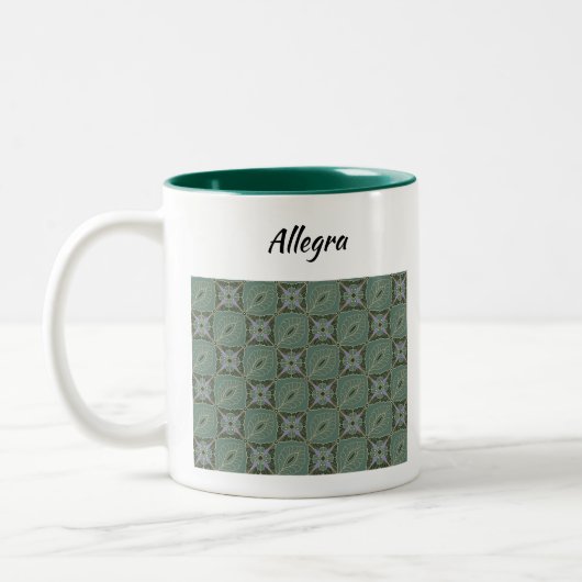 Tasse 2 Couleurs Boho Moss Green Batik Imprimer (Gauche)