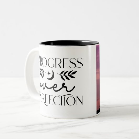 Tasse 2 Couleurs Boho Progrès sur la perfection Yoga (Devant gauche)