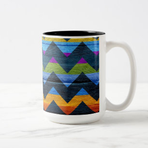 Tasse 2 Couleurs Bois coloré Chevron Abstrait #2