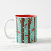 Tasse 2 Couleurs Bois d'hiver des oiseaux cardinaux rouges (Gauche)