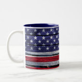 Tasse 2 Couleurs Bois rustique de drapeau américain (Gauche)