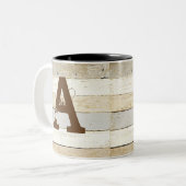 Tasse 2 Couleurs Bois rustique et lettre (Devant gauche)