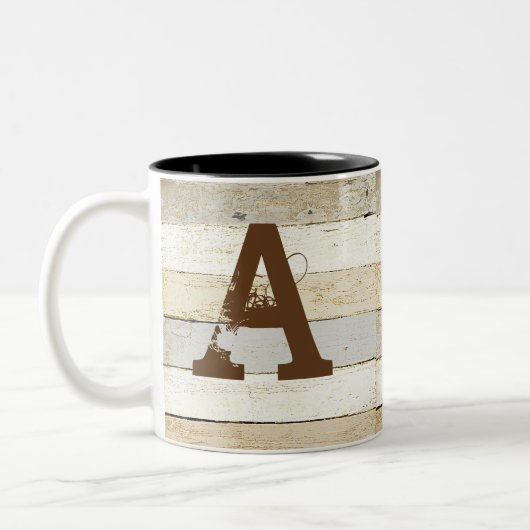 Tasse 2 Couleurs Bois rustique et lettre (Gauche)